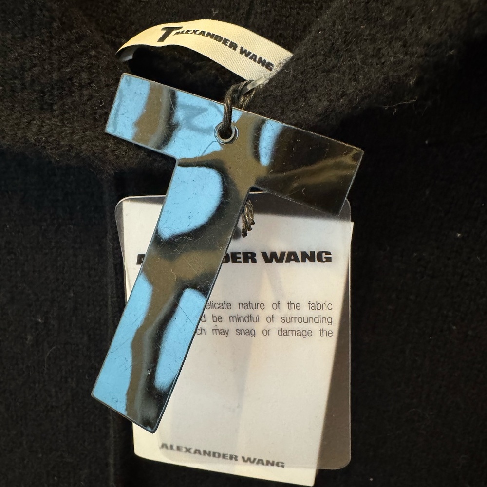 NWT! T Alexander Wang Wool & Cashmere Oversize Fit Black Hooded Sweater, Size L
